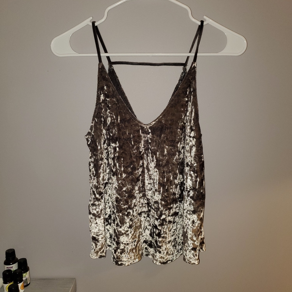 American Eagle Metallic Silver Tank Top